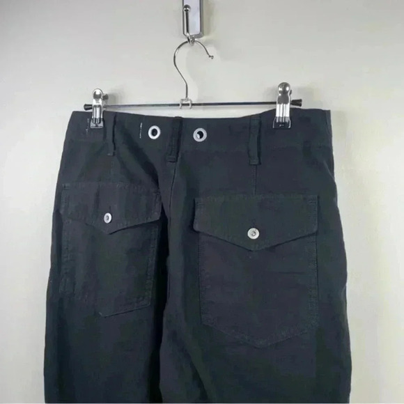 Rag & Bone Black Cotton Straight Leg Frayed Hem Pant - Picture 4 of 7